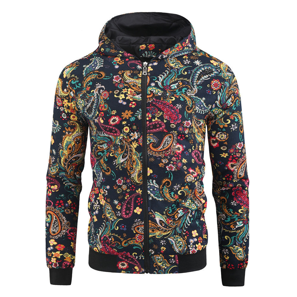 New Men'S Jacket Jacket Coat European And American Style Youth Fashion Casual Fit Printed Jacket