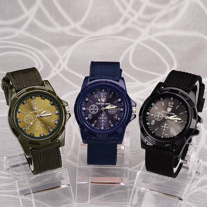 New Men'S Nylon Strap Watch Men'S Casual Fashion Trend Sports Three-Eye Three-Hand Quartz Watch