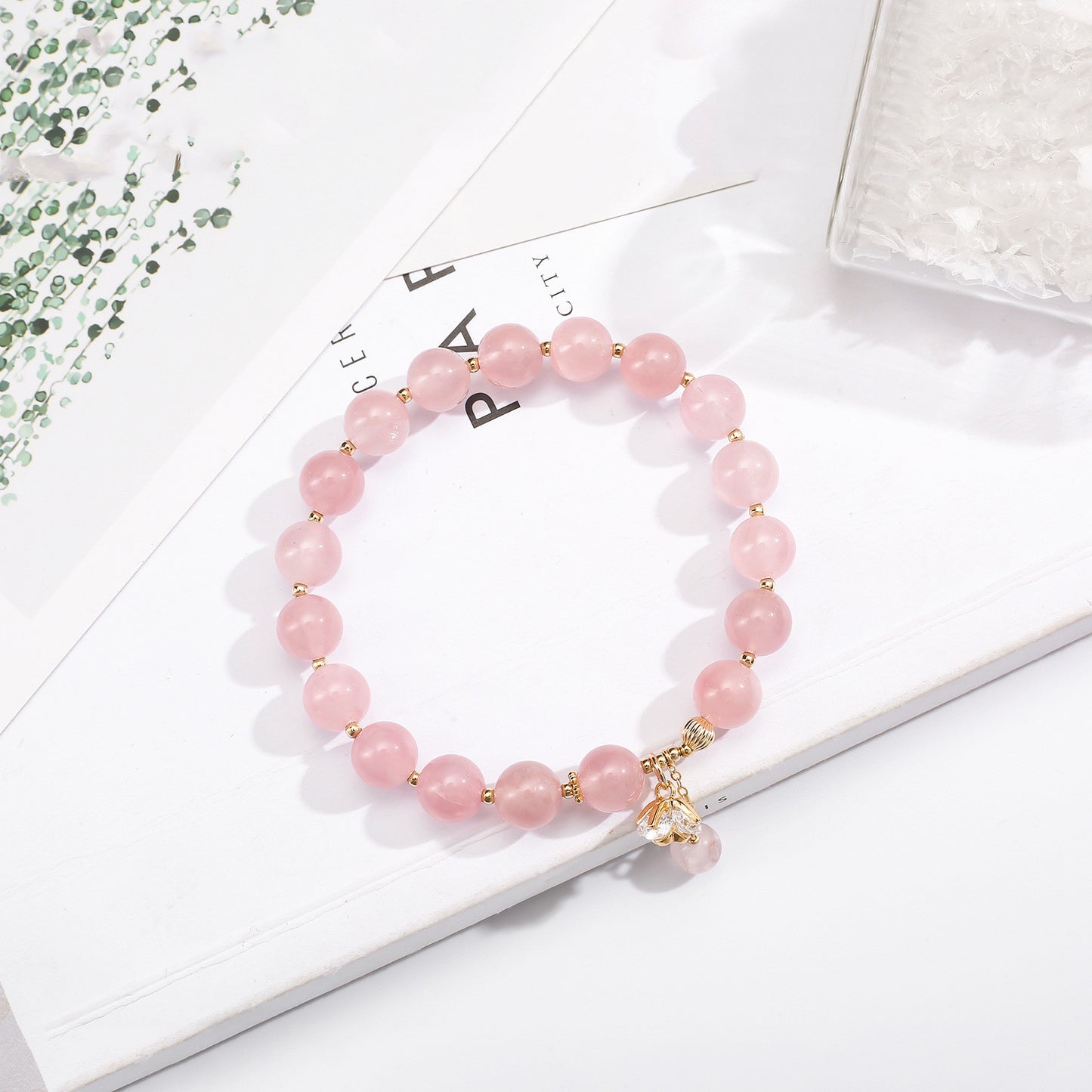 Strawberry Crystal Transfer Beads Bracelet