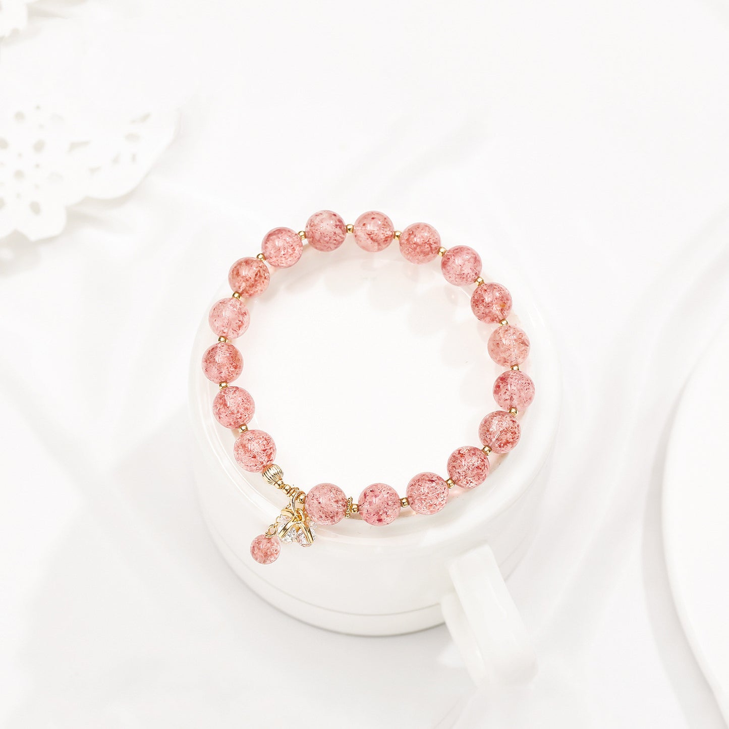 Strawberry Crystal Transfer Beads Bracelet