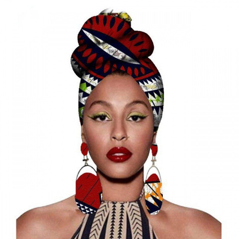 Fashion African Headscarves And Earrings 2 Pieces Of Women's African Clothing Headwear Headbands