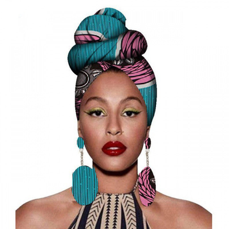 Fashion African Headscarves And Earrings 2 Pieces Of Women's African Clothing Headwear Headbands