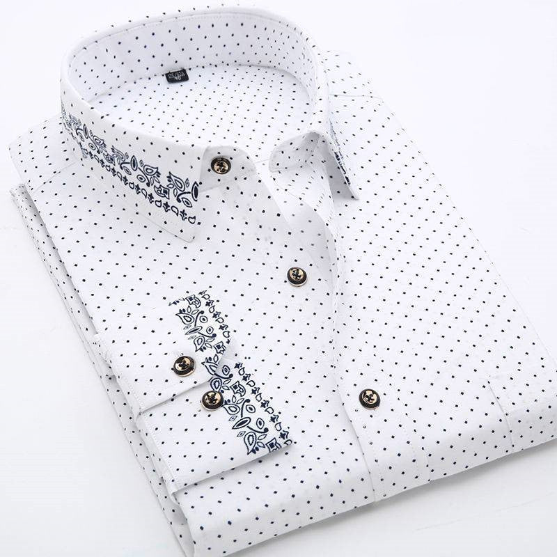 Men's Spring And Summer Plaid Shirt Korean Style Slim Long-sleeved Shirt