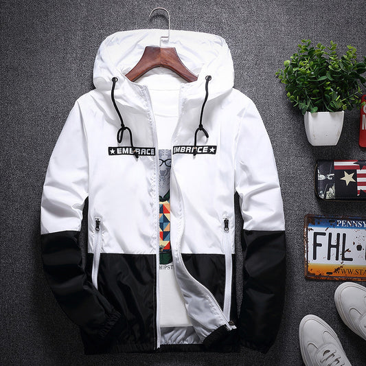 Slim-fit hooded jacket outdoor casual windbreaker