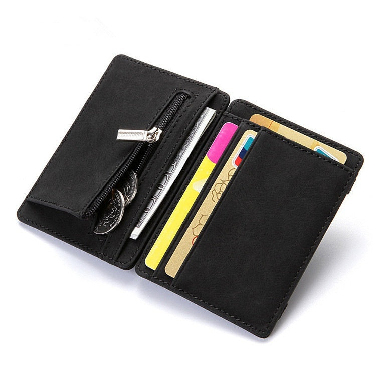 PU Creative Magic Wallet Flip Card Holder Men's Lady's Wallet Zipper Coin Purse Short