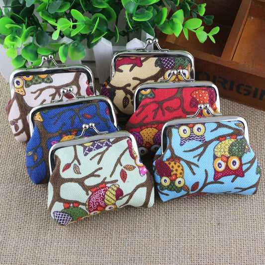 Korean lovely small zero purse lady canvas owl cartoon children coin bag Yiwu small purse wholesale