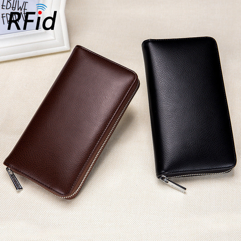 Rfid Many Departments Men Wallet Cow Genuine Leather 36 Slots Card Holder Cell Phone Pocket Male Wallets Clutch Man Long Purse