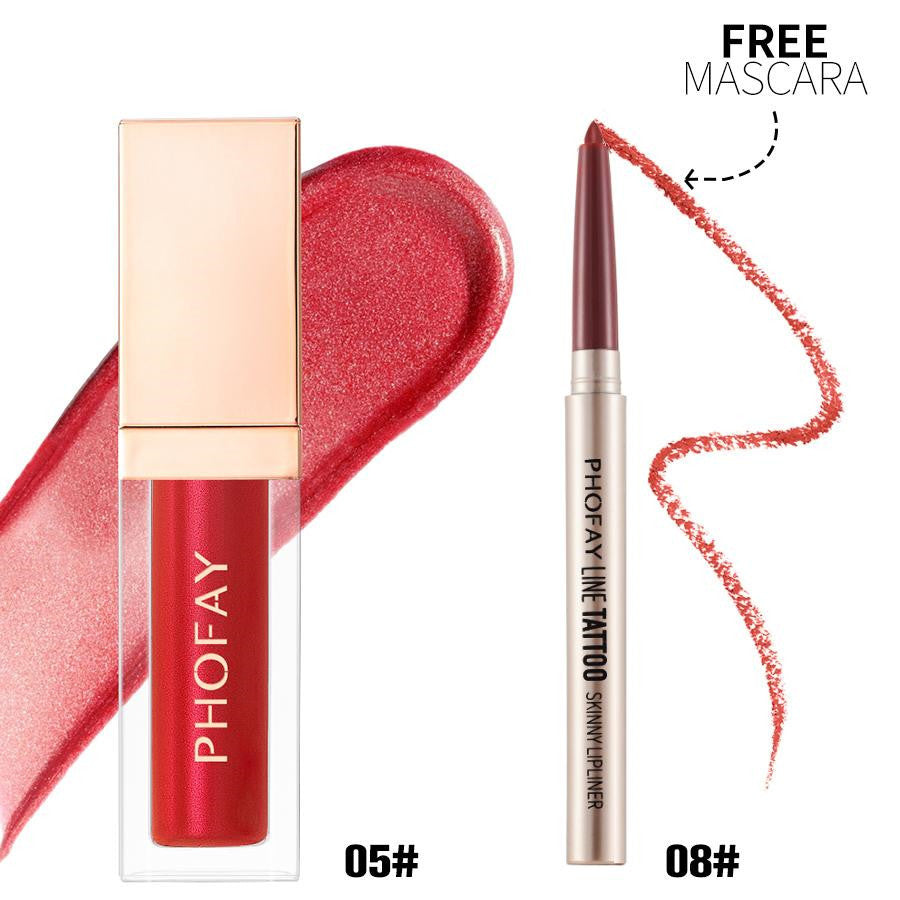 PHOFAY Lipliner And Ultra-Glossy Lip Gloss