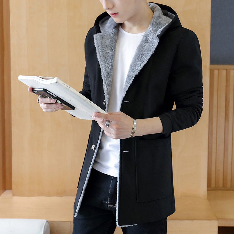 Loose hooded cotton jacket men