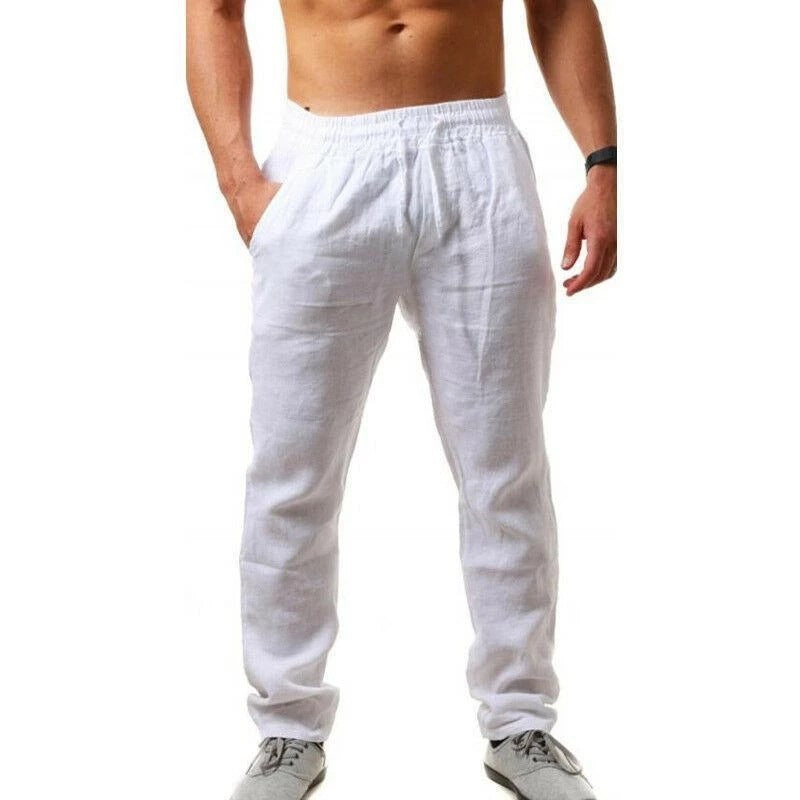 Summer Men's Breathable Linen Loose Leisure Sports Trousers