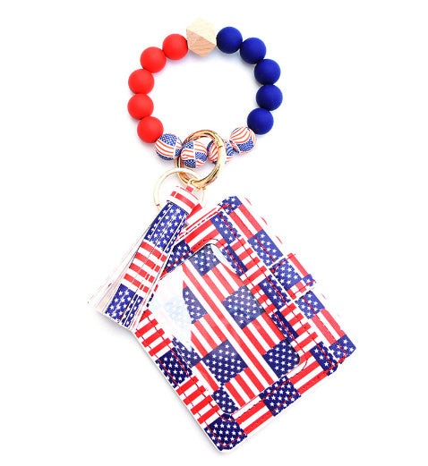 Silicone Bead Bracelet Card Bag Pu Tassel Women's Purse