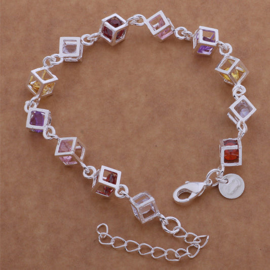 Colorful beads square bracelet