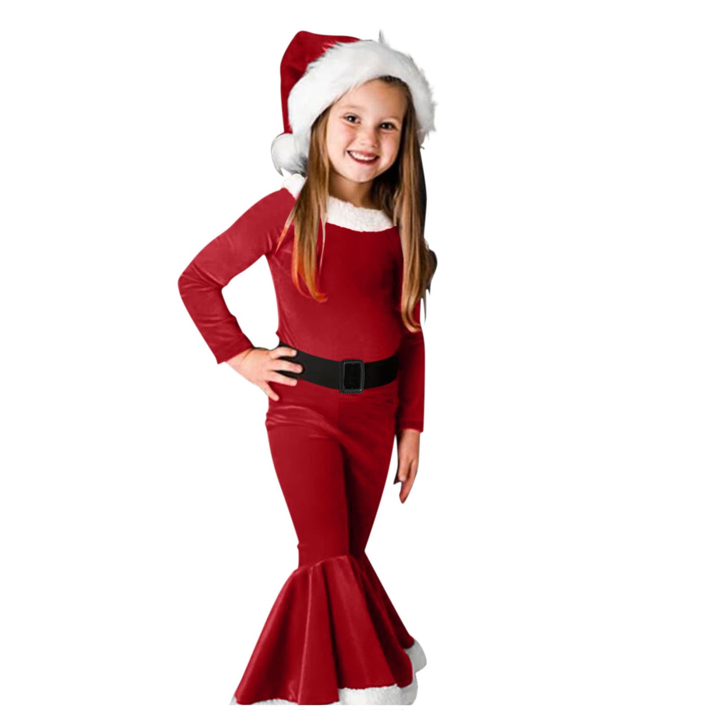 Girls Christmas Long-sleeved Flared Dress