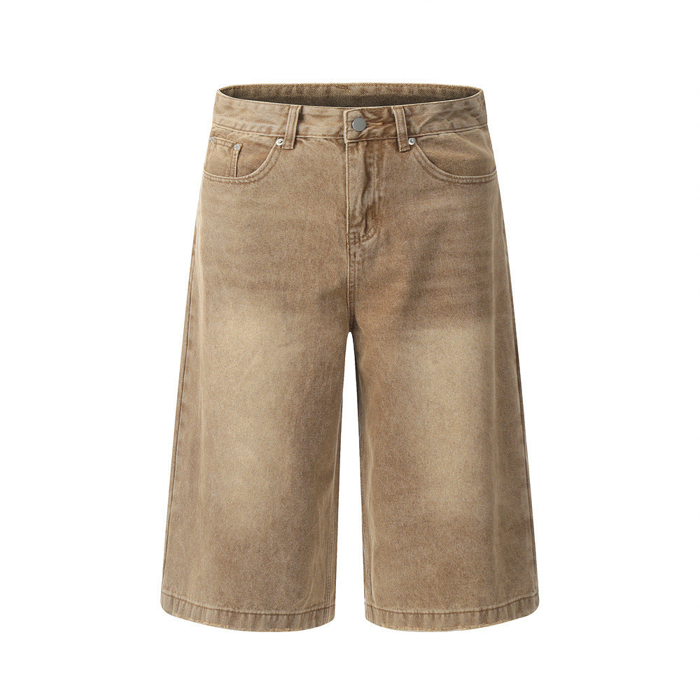 Worn Denim Cargo Pants Shorts For Men