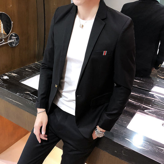 Spring Men Korean Style Slim Fit Popular Single Leisure Suit