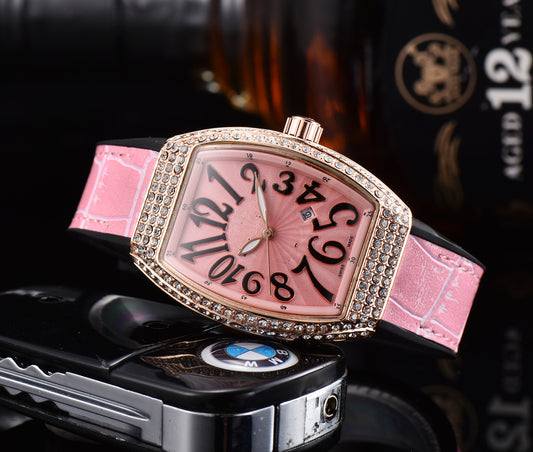 Barrel fashion casual men's belt quartz watch