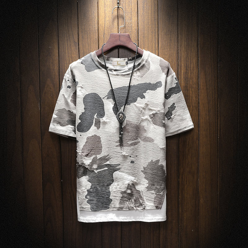 Fake two camouflage men's T-shirts