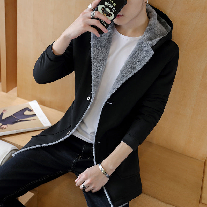 Loose hooded cotton jacket men