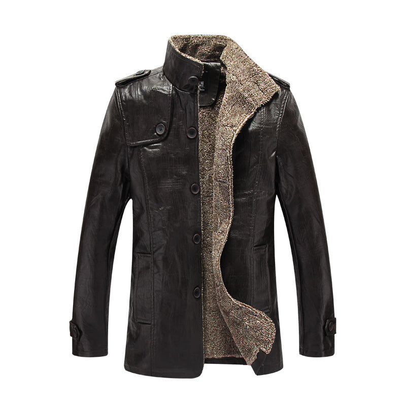 Men's plush leather jacket