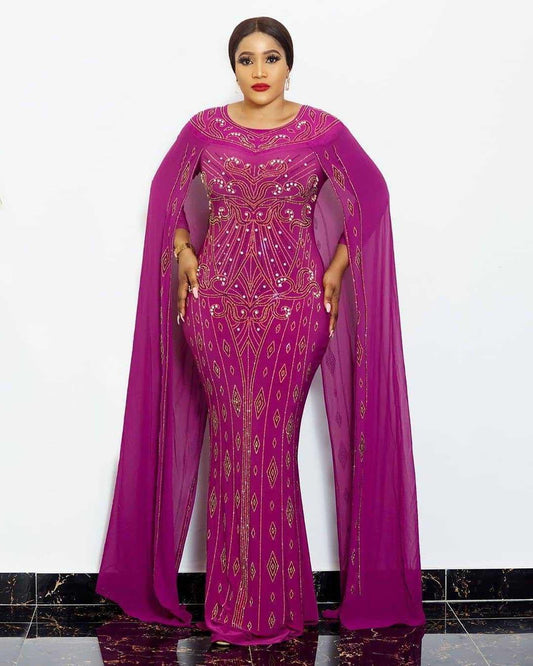 African Dress Flowing Chiffon Long Sleeves