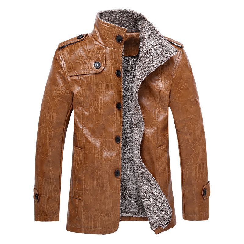 Men's plush leather jacket