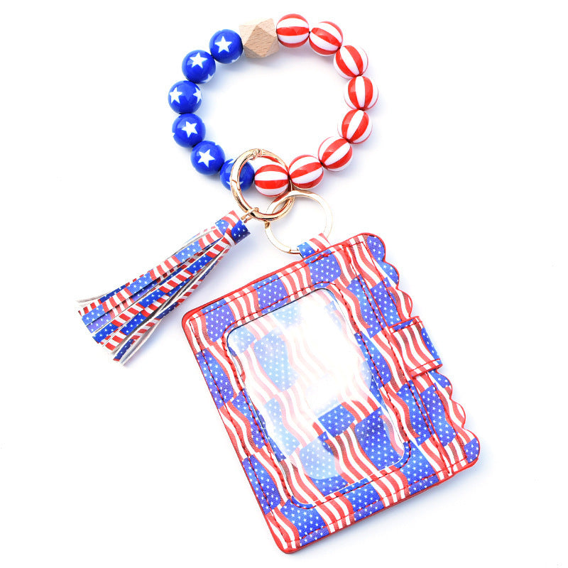 Silicone Bead Bracelet Card Bag Pu Tassel Women's Purse