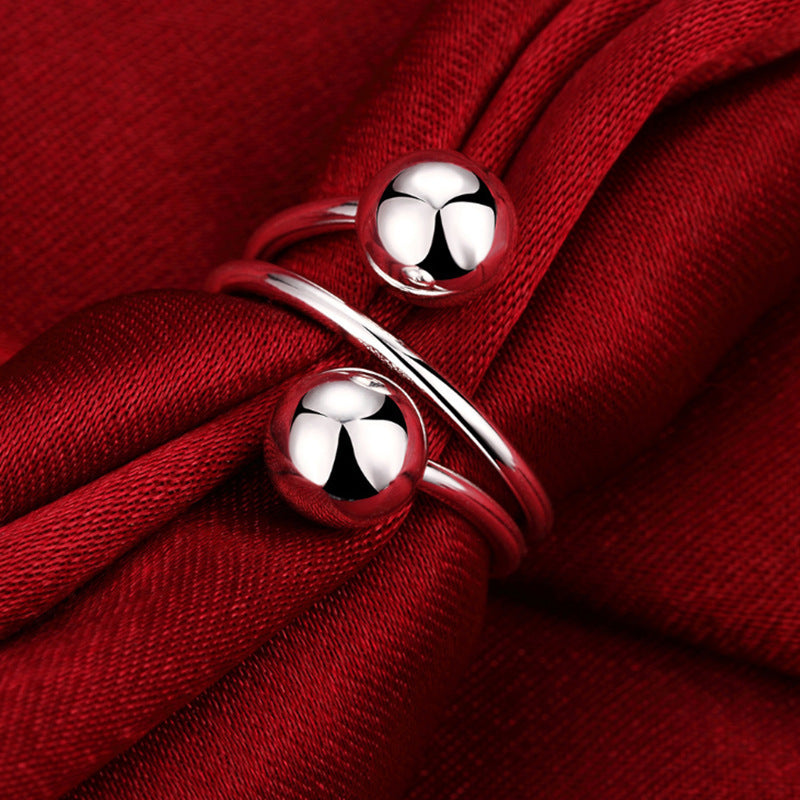 Couple Beads Ring Women's Simple