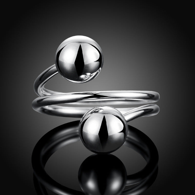 Couple Beads Ring Women's Simple