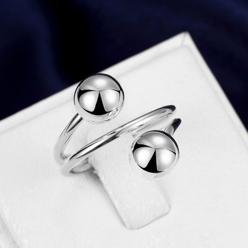 Couple Beads Ring Women's Simple