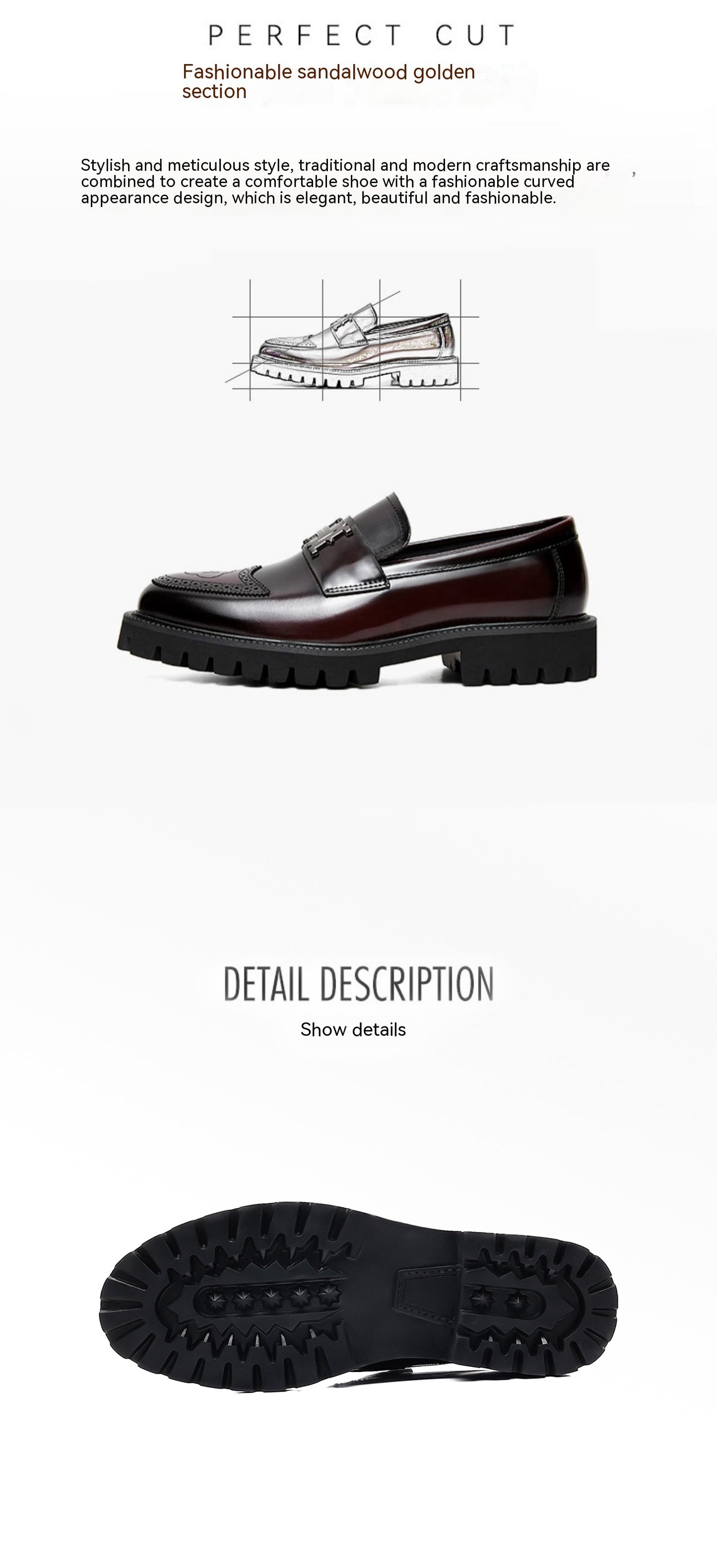 Slit Beads Matte Craft Leather Shoes Men