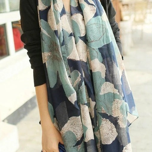 Printed Scarf Begonia Pattern Scarf Women's Warm Scarf