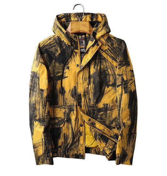 ALBERT BLACK SCRIBBLES HOODED HIP HOP JACKET