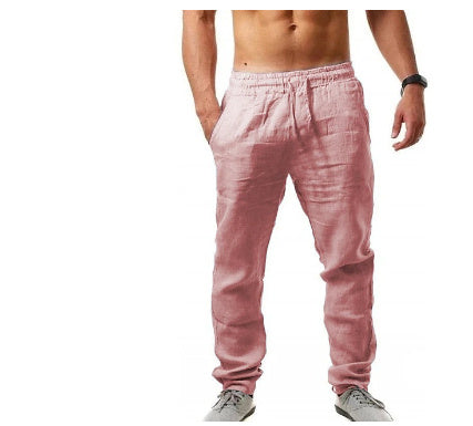 Summer Men's Breathable Linen Loose Leisure Sports Trousers