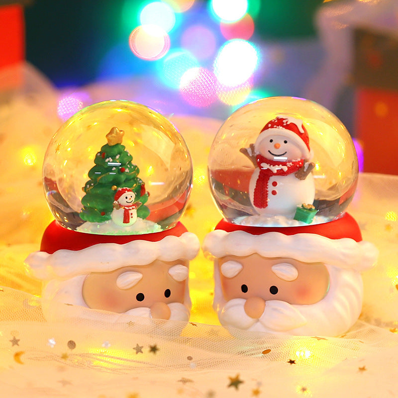 Decorated Room With Colored Lights And Crystal Balls