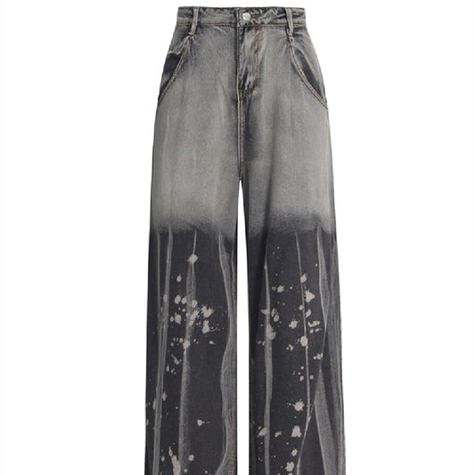 Retro Tie-dyeing Gradient Washed-out Jeans Woman