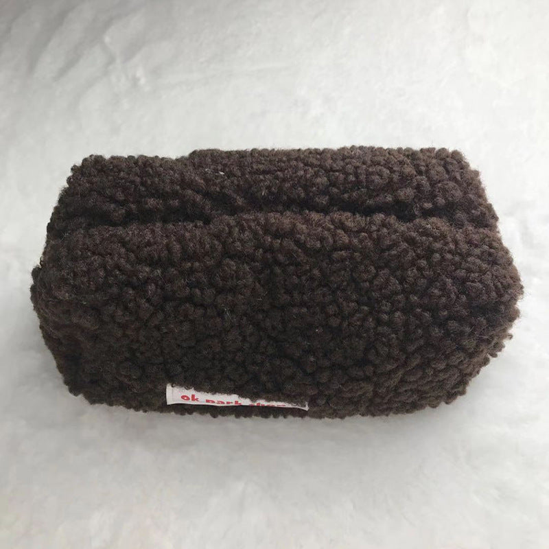 Fashion Simple Lamb Wool Pencil Case Large-capacity Coin Purse Stationery Case Buggy Bag Square Bag