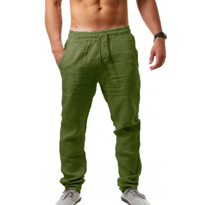 Summer Men's Breathable Linen Loose Leisure Sports Trousers