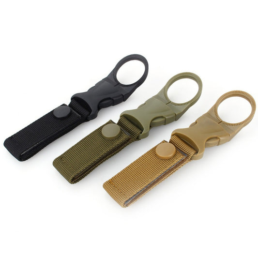 Outdoor army fan tactical nylon webbing water bottle hang buckle Multi-function carabiner molle system bottle buckle