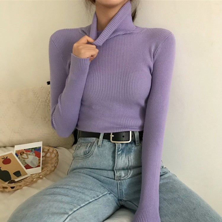 High Collar Warm Long Sleeve Sweater Matching Sweater Women