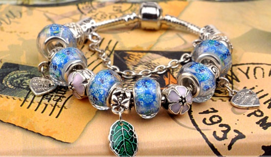 Big hole glass beads bracelet