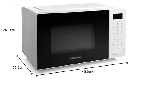 Hisense 700 Watts 20 Litre Solo Microwave Oven H20MOWP1UK White, Automatic Defrost, 5 power levels, Easy Clean, 32.6D x 45.5W x 26.1H centimetres Freestanding