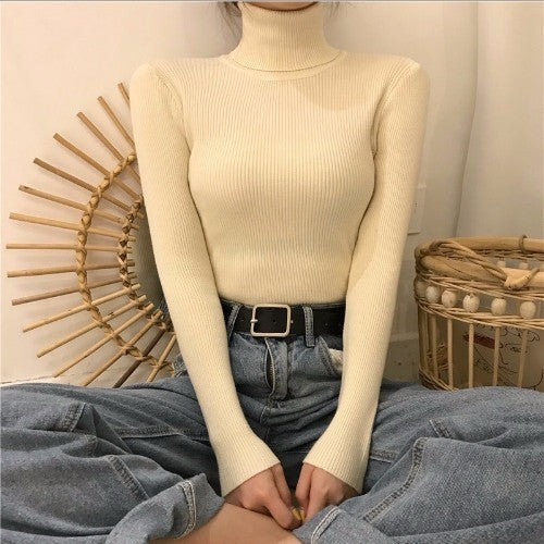 High Collar Warm Long Sleeve Sweater Matching Sweater Women