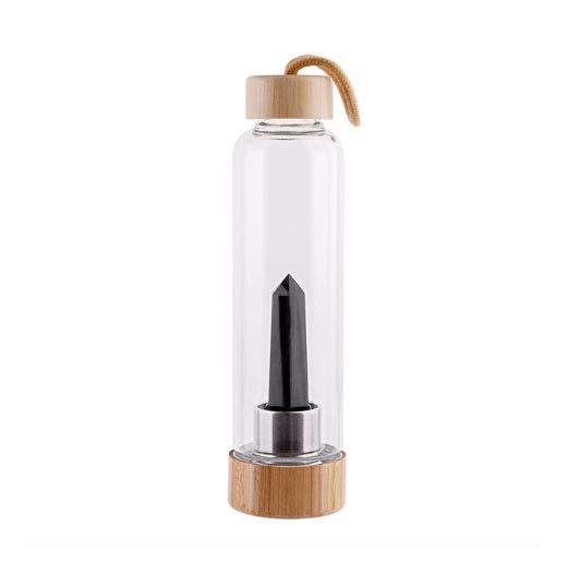 Crystal Infused Elixir Glass & Bamboo Water Bottle