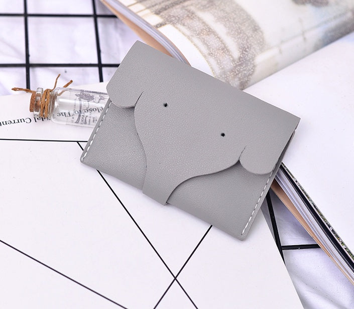 New tri-fold PU ladies wallet simple solid color short elephant nose Korean version of the coin purse