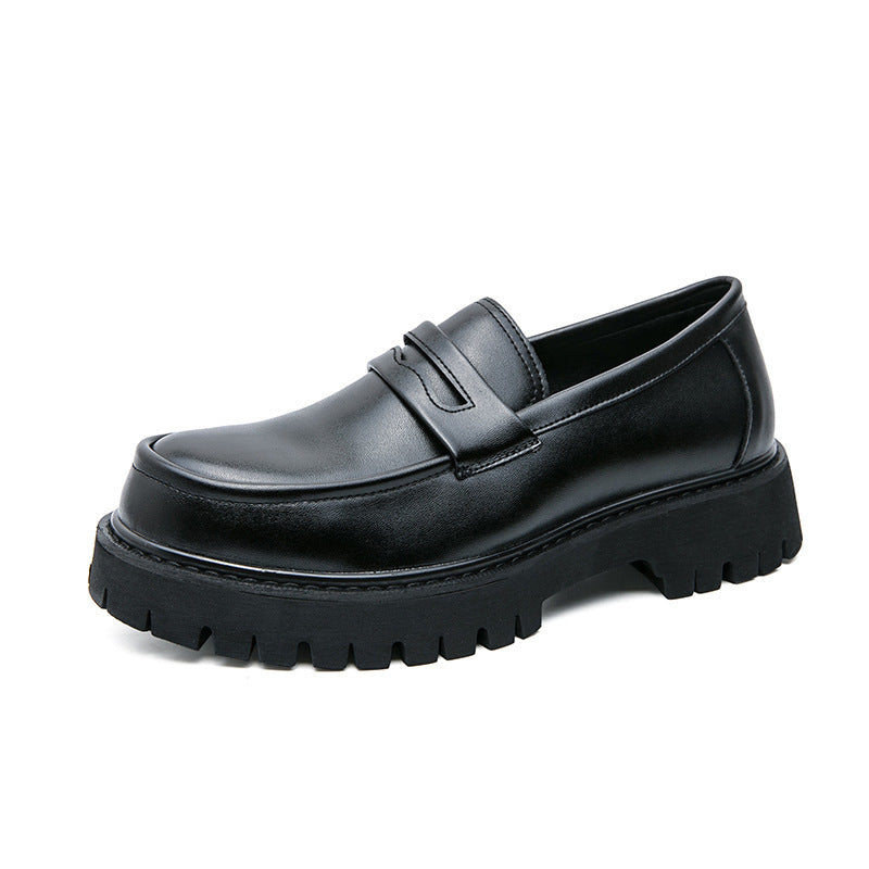 Loafers Platform Height Increasing Shoes Black Fashion Men