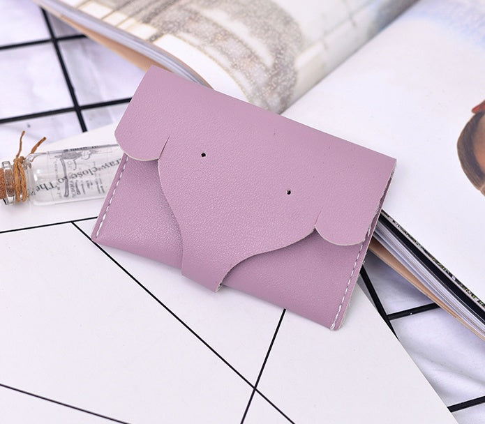 New tri-fold PU ladies wallet simple solid color short elephant nose Korean version of the coin purse