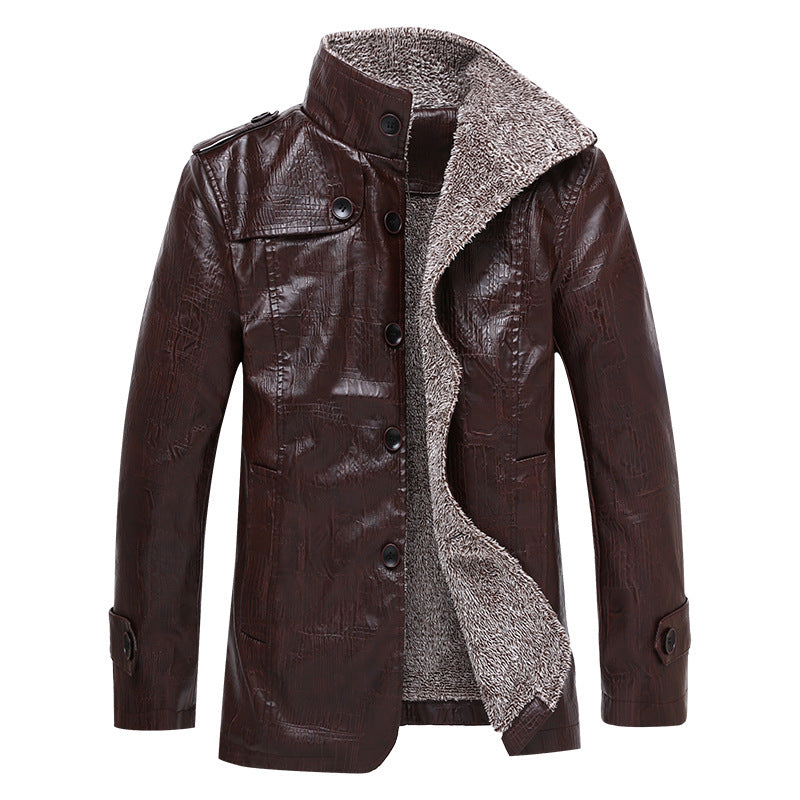 Men's plush leather jacket