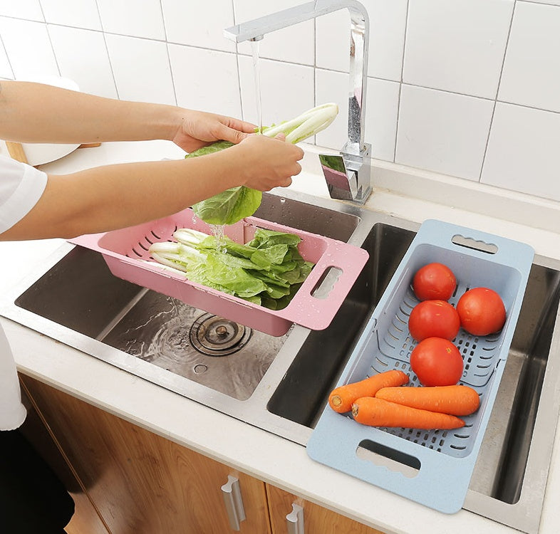 Sink telescopic vegetable basket