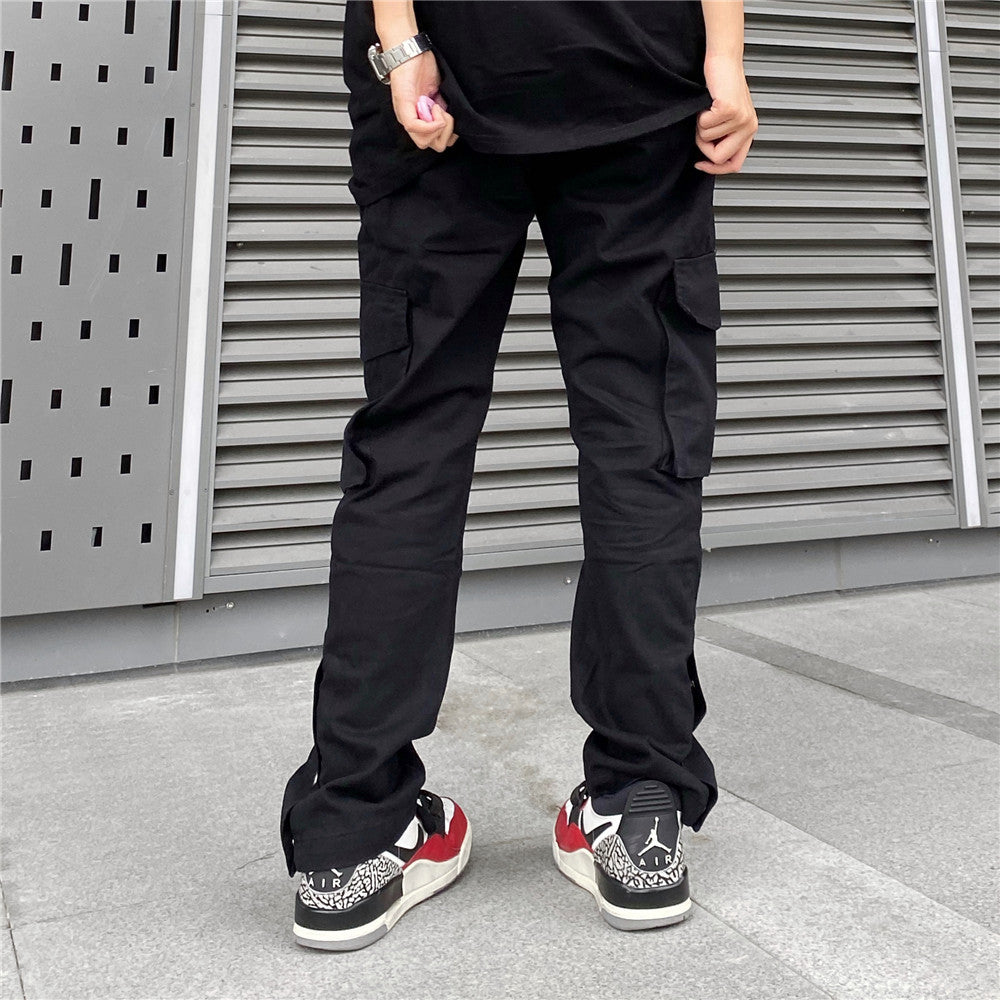 Solid Color Multi-pocket Cargo Pants Men