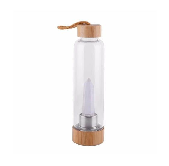 Crystal Infused Elixir Glass & Bamboo Water Bottle